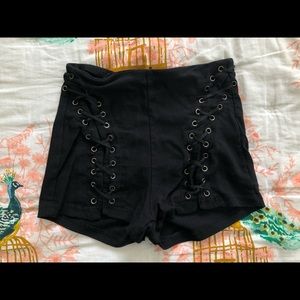 Lace Up High Waisted Shorts